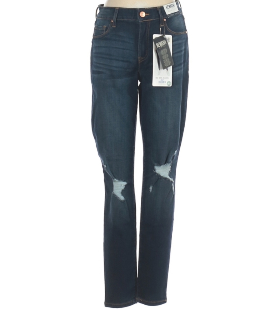 Rewash Jeggings Size 5, 27" Julie cut, dark blue wash, with distressed finish.